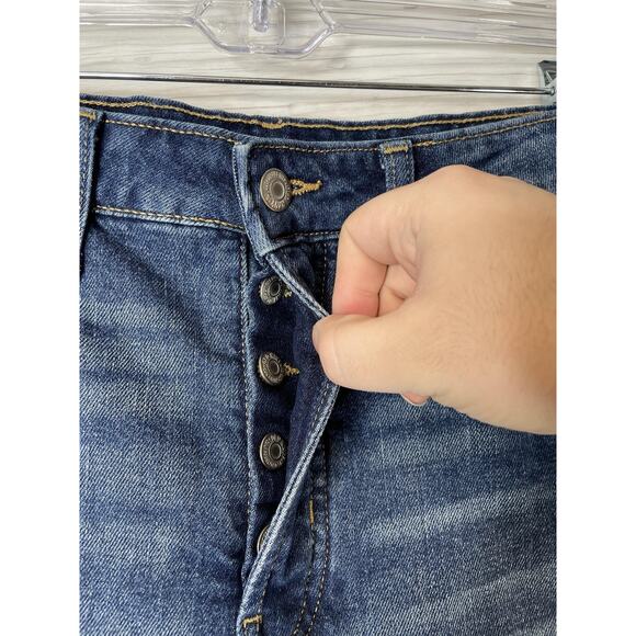 Old Navy Shorts Womens 8 Blue Denim High-Rise OG Short Button Fly Cuffed - Picture 2 of 13